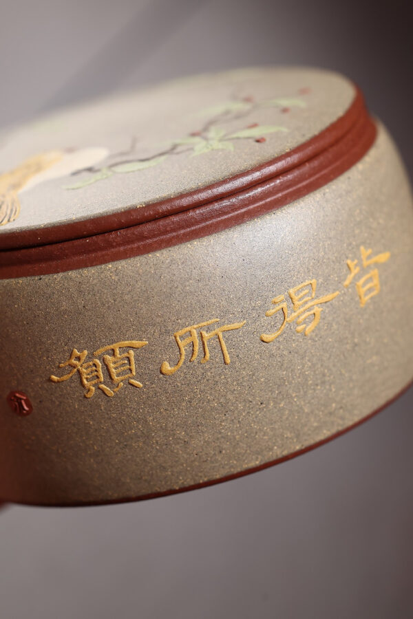 雜件｜茶葉罐｜花鳥｜紫泥粉漿青灰泥｜150ml｜泥繪｜俞永清