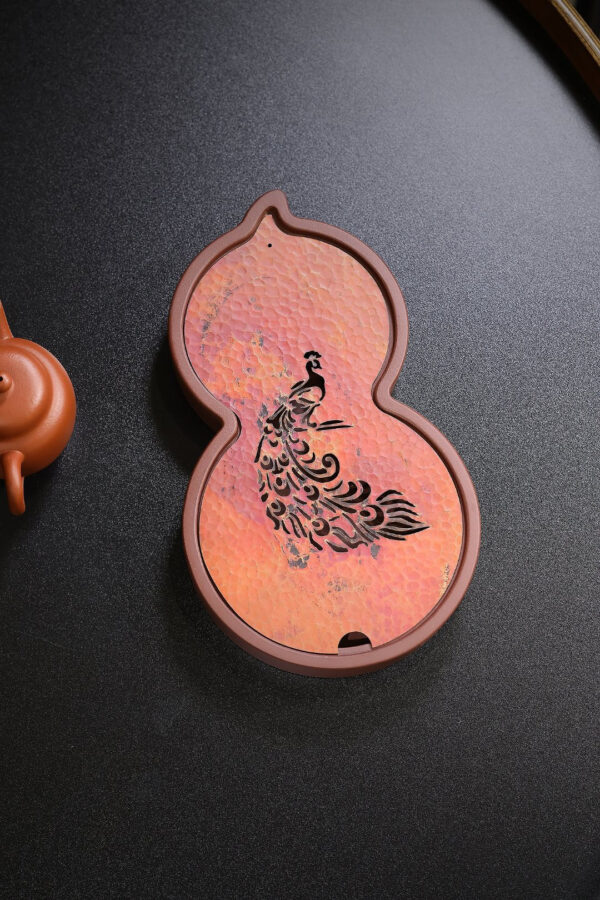 wsxc1778663832940_1 雜件|乾泡台|葫蘆A款|紫泥|手工錘紋銅片|24.5cm.14.5cm.3cm