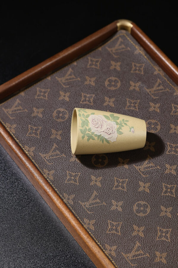 主人杯｜直筒杯｜薔薇花｜本山綠泥｜90ml｜泥繪｜俞永清