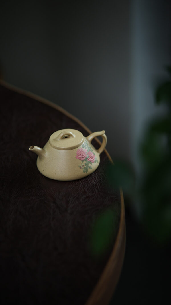 wsxc1778925764156_0 小精品|泥繪薔薇花|石瓢|本山綠泥|130ml|內推孔|俞永清
