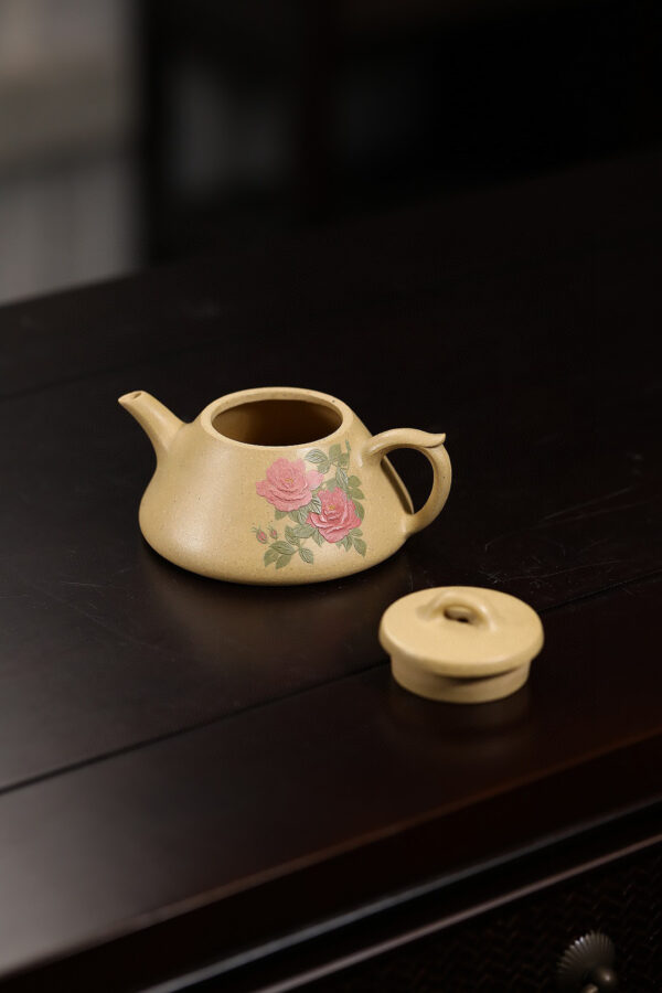 wsxc1778925765141_6 小精品|泥繪薔薇花|石瓢|本山綠泥|130ml|內推孔|俞永清