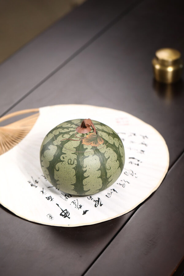 雜件｜茶葉罐｜西瓜茶葉罐｜段泥粉綠｜約二兩｜300ml