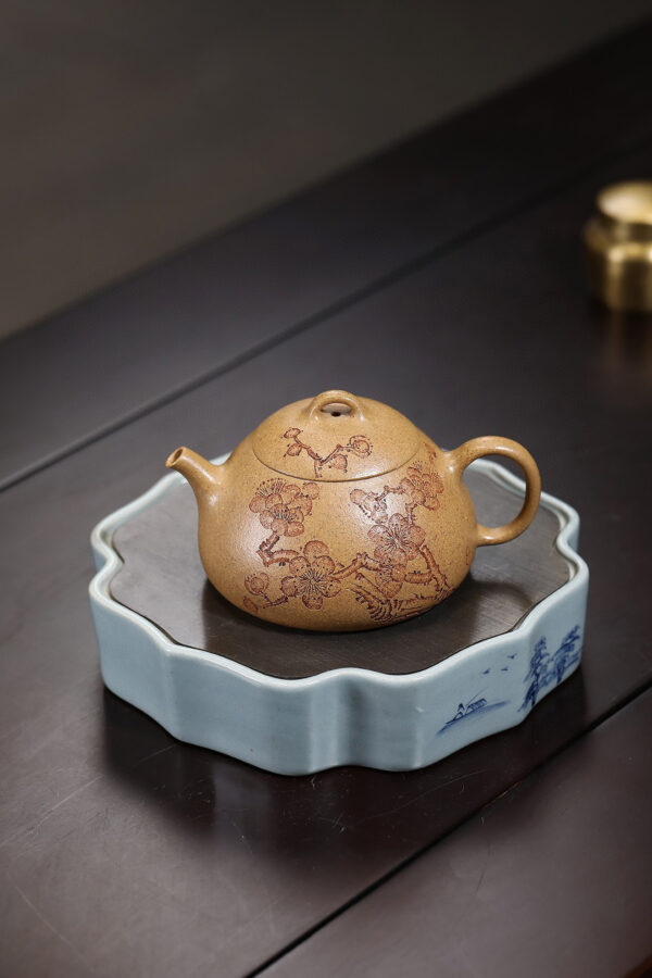 小精品｜刻繪｜乳瓢 段泥｜130cc｜刻梅花｜內推孔
