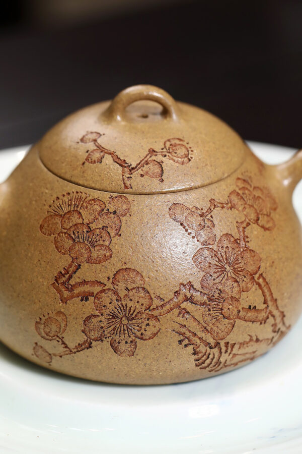 小精品｜刻繪｜乳瓢 段泥｜130cc｜刻梅花｜內推孔