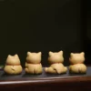 Handmade Purple Clay Tea Pet | Bell Orange Lucky Cat | Ceramic Decor | 招財貓紫砂茶寵