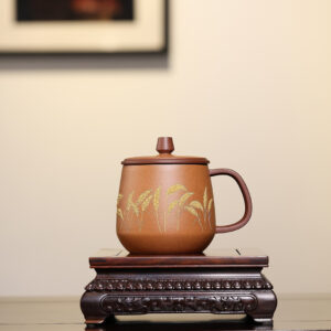 Premium Gaiwan | Slip Painting | Wheat Ear | Purple Clay with Jiangpo Clay Slip | 430ml | 董健