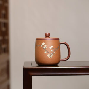 Premium Gaiwan | Slip Painting | Plum Blossom | Purple Clay with Jiangpo Clay Slip | 380ml | 董健