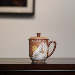 Premium Gaiwan | Slip Painting | Crane | Purple Clay with Jiangpo Clay Slip |  450ml | 董健