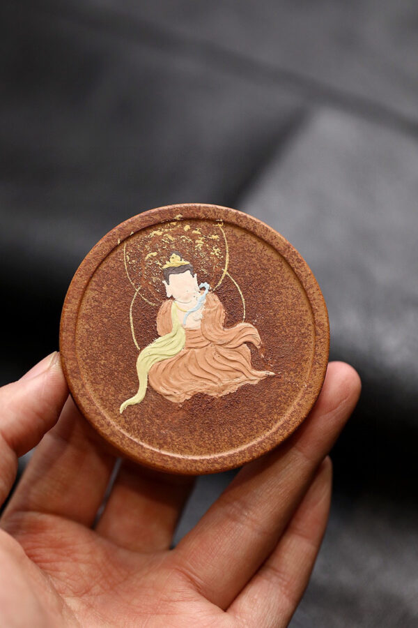 Miscellaneous Ware | Dunhuang Wuxiang Gai Zhi | Duan Clay | diameter 6.5cm | height 1.5cm | slip painting | 盖置