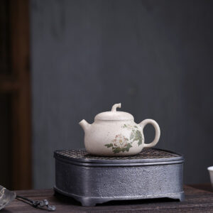 Original Work | Eggplant Shaped Teapot | October Hibiscus | White Jade Duan Clay | 100ml | 十月芙蓉