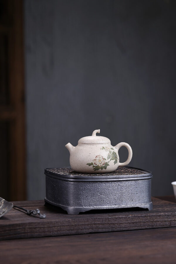 wsxc1791736610571_0 Original Work | Eggplant Shaped Teapot | October Hibiscus | White Jade Duan Clay | 100ml | 十月芙蓉