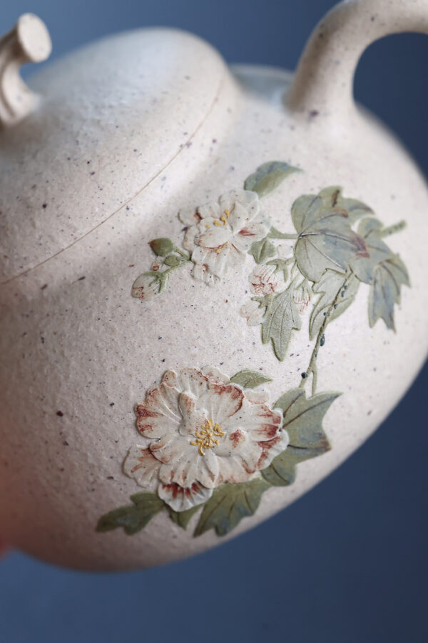 wsxc1791736610571_2 Original Work | Eggplant Shaped Teapot | October Hibiscus | White Jade Duan Clay | 100ml | 十月芙蓉