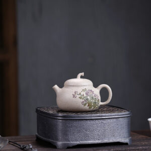 Eggplant Shaped Teapot | September Chrysanthemum | White Jade Duan Clay | 100ml | 九月菊花