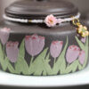 Slip Painting | Dezhong Teapot | Blue Grey Clay | 130ml | Slip-Painted Tulip | 泥绘郁金香
