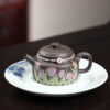 Slip Painting | Dezhong Teapot | Blue Grey Clay | 130ml | Slip-Painted Tulip | 泥绘郁金香