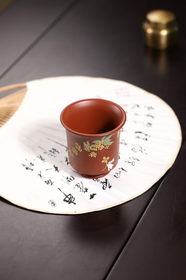 wsxc1791750797688_3 Master Cup | Jade Rabbit Picking Osmanthus | Red Clay | 70ml | Piled Painting | Slip-Painted Osmanthus | 泥绘桂花