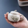 Original Yixing Zisha Teapot | Eggplant Shape | December Narcissus | White Jade Duan Ni | 100ml | 茄瓜