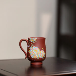 Master Cup | Fine Relief Painted Hydrangea Master Cup Qing Cement Clay | 170ml | 绣球花